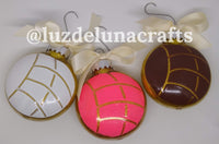 Pan Dulce Concha Ornaments set of 3! (pink, white, chocolate)